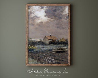 VINTAGE Farmhouse Art Print Farmhouse Moody Landscape Wall Art Digital Download Printable Wall Art Cottagecore Art Farmhouse Decor