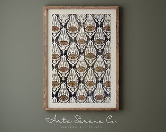 VINTAGE Neutral Textile Art Print Printable Tapestry Wall Art Square Pattern Print Printable Pattern Wall Art Earth Tone Art Brown Neutral