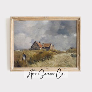 VINTAGE Printable Wall Art Coastal Landscape Oil Painting Coastal Farmhouse Wall Decor Digital Download Art Prints
