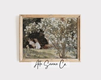VINTAGE Printable Wall Art Digital Download Farmhouse Art Prints Landscape Prints Rose Garden Landscape Printable Poster Vintage Painting