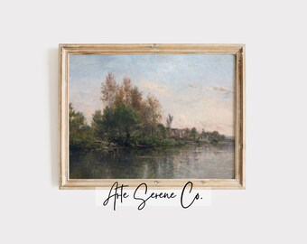 Afdrukbare Wall Art digitale Download Art Print Vintage landschap schilderij landschap Art Print Cottage boerderij muur Decor