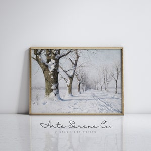 PRINTABLE Winter Landscape Art Print Vintage Winter Decor Neutral Winter Wall Art Modern Farmhouse Winter Decor Moody Winter Art