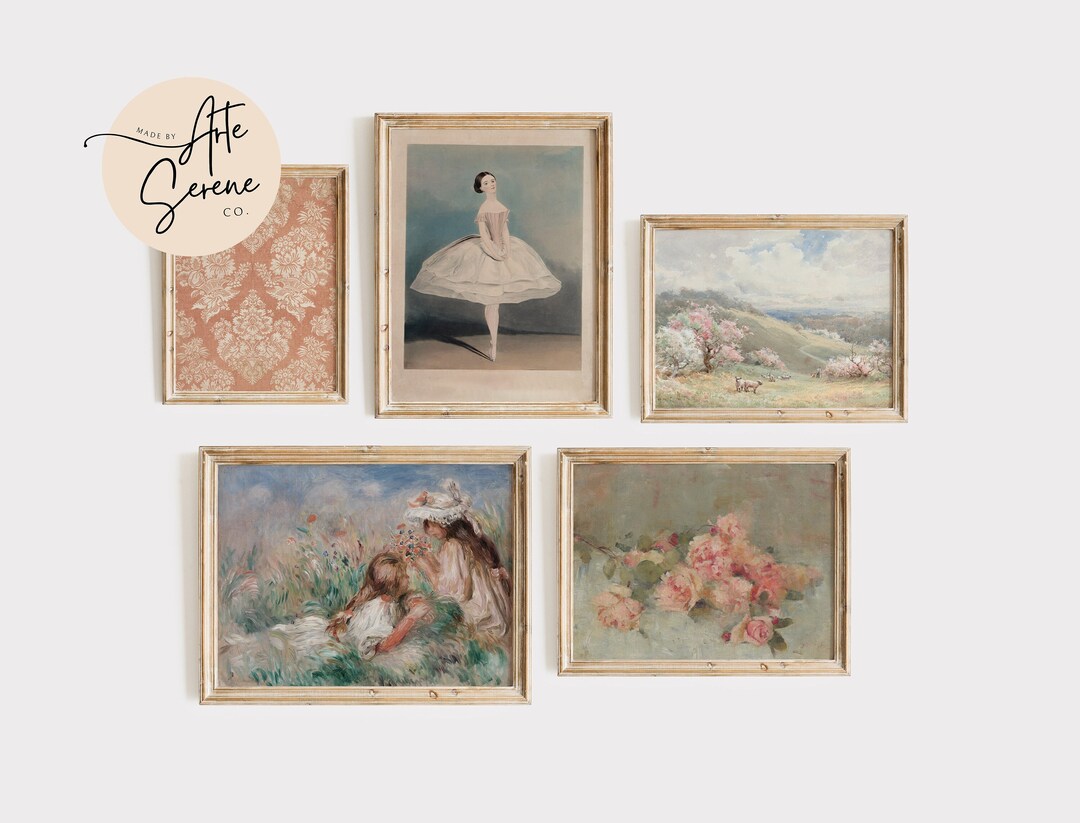 Girls Nursery Wall Art Printable SET Vintage Nursery Art Prints Girls Room Wall Decor Pink Wall