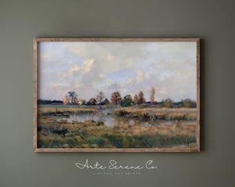 Art mural paysage abstrait, grand art mural imprimable, peinture vintage imprimable, impression d'art en téléchargement numérique, paysage abstrait vintage