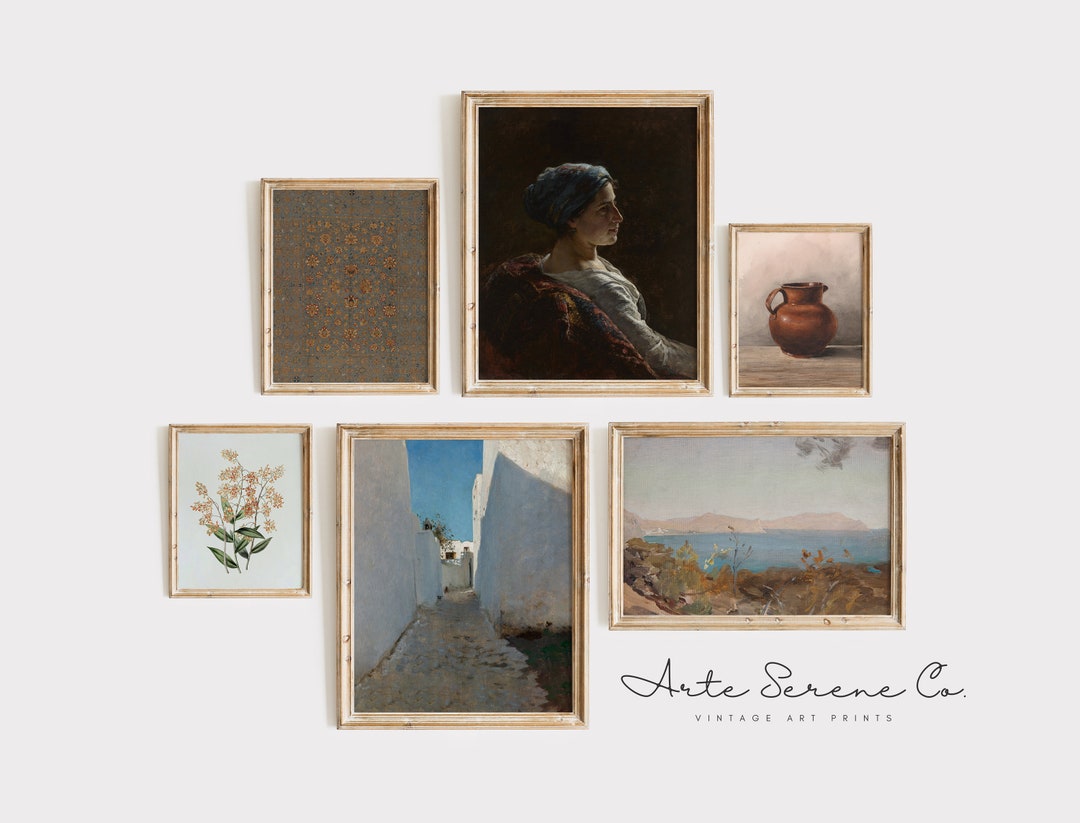 Vintage Art Prints SET of 6 PRINTABLE Wall Art Digital Download Art Set ...