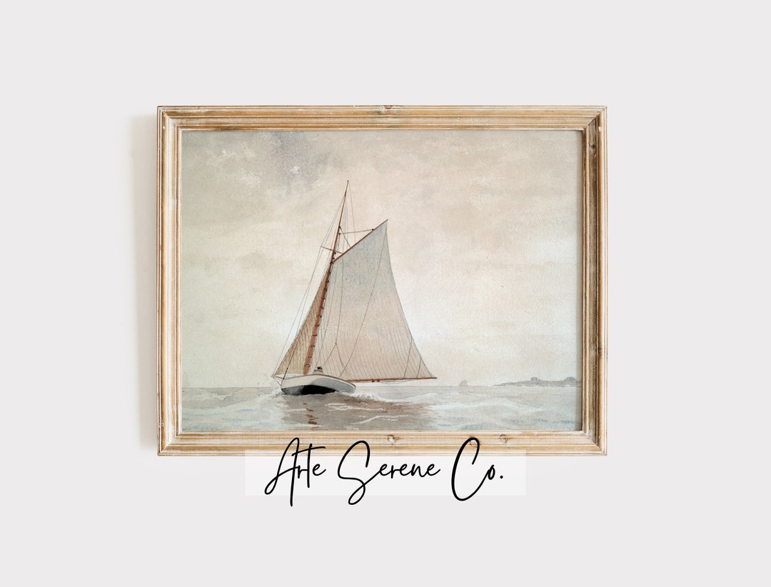 PRINTABLE Watercolor Art Print Sailboat Coastal Wall Art for Bedroom ...