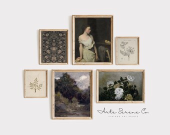 Conjunto de arte vintage de 6 impresiones digitales de arte de pared imprimibles Vintage galería imprimible pared Moody Art Prints SET Vintage Farmhouse Prints