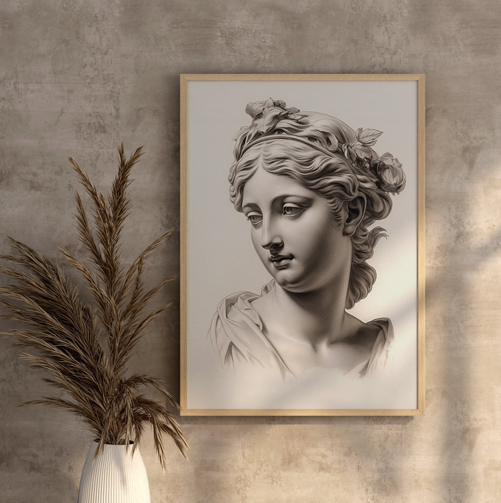 Antique Wall Art Renaissance Art Print, White Minimalist Wall Art