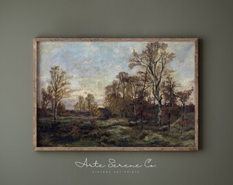 Rustic Fall Landscape Art Vintage Autumn Home Decor Fall Farmhouse Wall Art Print Vintage Oil Painting Printable Digital Download