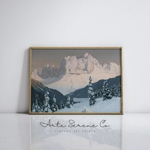 Vintage Winter Wall Art Print White Christmas Art, Farmhouse Christmas Wall Decor, PRINTABLE Art Digital Download Painting Vintage Prints
