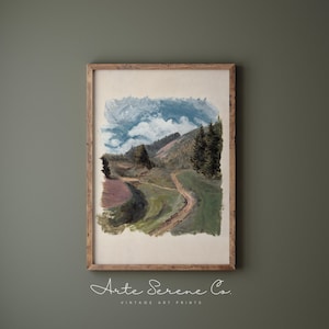 Printable Landscape Art Print, Neutral Landscape Painting Digital Download, Vintage Landscape Prints, Printable Wall Art, Vintage Art Print