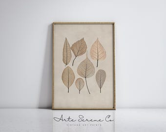 Fall Leaf Art Print PRINTABLE Fall Decor Fall Farmhouse Wall Art Neutral Art Print Rustic Fall Decor Vintage Autumn Home Decor