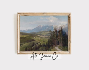 RUSTIC Mountain Landscape Printable Wall Art Cabin Decor Vintage Landscape Art Print Printable Landscape Poster Landscape Poster