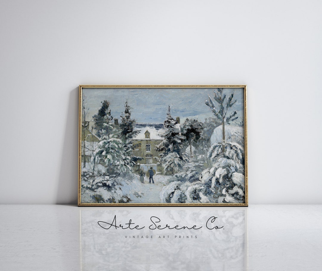 Vintage Winter Landscape Art Print Digital Download Printable Holiday ...