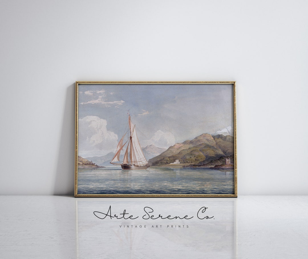 Coastal Art Print Vintage Watercolor Wall Art PRINTABLE Digital ...