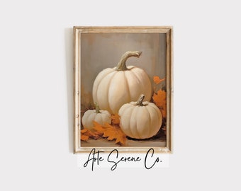 Vintage Fall Wall Art Printable Pumpkin Painting, Rustic Fall Art, Vintage Autumn Wall Print, Autumn Decor Thanksgiving Print Digital