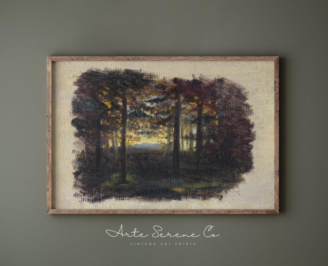 VINTAGE Fall Landscape Art Print Rustic Fall Decor Autumn Wall Art Fall ...
