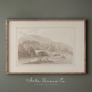 Neutral Landscape Wall Art Print Beige Art Print Neutral Minimalist Wall Decor VINTAGE Landscape Sketch Beige Wall Art Minimalist Home Decor
