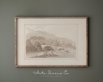 Neutral Landscape Wall Art Print Beige Art Print Neutral Minimalist Wall Decor VINTAGE Landscape Sketch Beige Wall Art Minimalist Home Decor