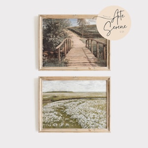 Landscape Wall Art SET of 2 Printable Digital Download Art Prints Vintage Spring Landscape Wall Decor Country Farmhouse Landscape