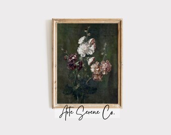 PRINTABLE Vintage Flower Art Print Vintage Farmhouse Prints Digital Download Flower Wall Art Modern Farmhouse Art Muted Flowers Painting