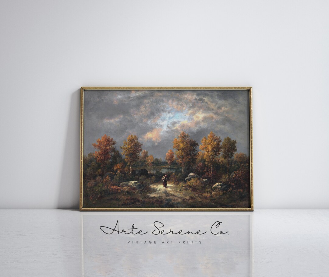 vintage-fall-art-print-autumn-landscape-painting-fall-farmhouse-decor