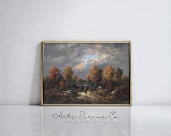 VINTAGE Fall Art Print Autumn Landscape Painting Fall Farmhouse Decor Autumn Home Decor Printable Wall Art Digital Art Print