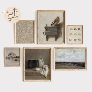 Kitchen Art Print SET of 6 Vintage Kitchen Wall Art Farmhouse Kitchen Gallery Wall Art Country Kitchen Art SET Printable Art Set