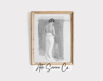 PRINTABLE Bathroom Wall Art Black and White Bathroom Print Digital Download Vintage Prints Womans Portrait Modern Bathroom Art
