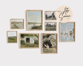 CONJUNTO DE Arte IMPRIMIBLE DE 8 Impresiones Vintage Cottagecore Decor Digital Descargar Arte para Imprimir Arte del Paisaje Arte Digital Imprimible