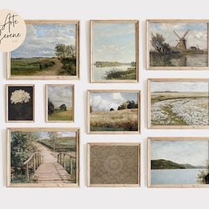 PRINTABLE Wall Art SET Landscape Gallery Wall Set of 10 Vintage Landscape Art Prints Farmhouse Wall Art Set Digital Download Art Prints Set