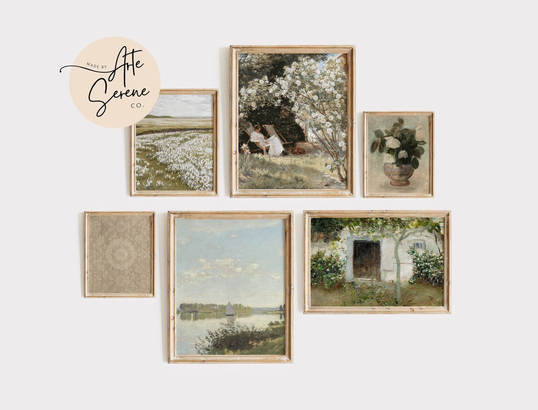 PRINTABLE Wall Art SET OF 6 Vintage Prints Cottagecore Decor Digital ...