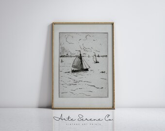 Coastal Nursery Art Print Sailboat Sketch Art Print, PRINTABLE Nursery Art Coastal Nursery Decor, Sailboat Wall Decor Coastal Home Decor