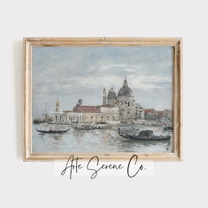 VINTAGE European Art Print Printable Art Digital Download Art Print Vintage Prints Venice Canal Oil Painting Italian Cityscape