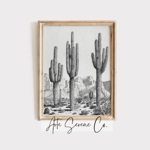 VINTAGE Retro Cactus Western Wall Art South Western Home Decor Cactus imprimible dormitorio pared arte descarga digital