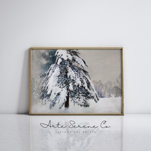 Winter Wall Art  Printable Decor, Farmhouse Christmas Minimalist Art Print, Digital Download Christmas Poster, Winter Landscape Printable