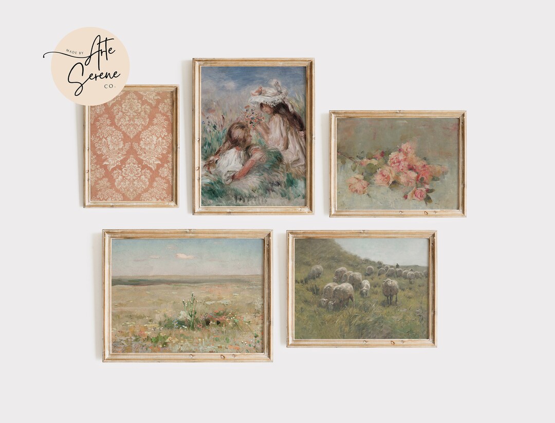 Girls Nursery Art SET of 5 Printable Wall Art Vintage Nursery Art