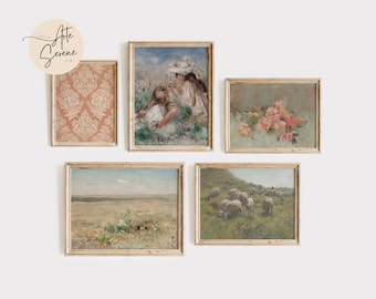 Girls Nursery Art SET of 5 Printable Wall Art Vintage Nursery Art Prints Girls Nursery Wall Art Set Printable Digital Download