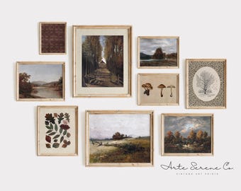 Fall Gallery Wall Art Set of 9 Printable Art Digital Prints Fall Farmhouse Decor Digital Download Fall Landscape Art Set Rustic Fall Decor