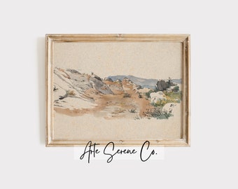 VINTAGE Western Art Print Southwestern Wall Art Desert Landscape Print Rústico Paisaje del Suroeste Acuarela Arte Impresión Retro Desert Art