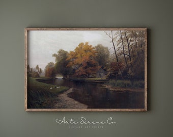 Autumn Landscape VINTAGE Art Print Fall Home Decor Landscape Painting Cottagecore Fall Wall Art Printable Digital Download
