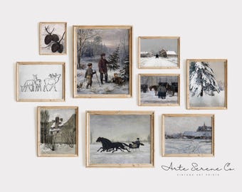Décoration de Noël, art de Noël, ensemble de décoration de Noël, impression d'art de Noël, décoration murale de Noël, art de l'hiver, art de l'hiver à imprimer, lot de 9