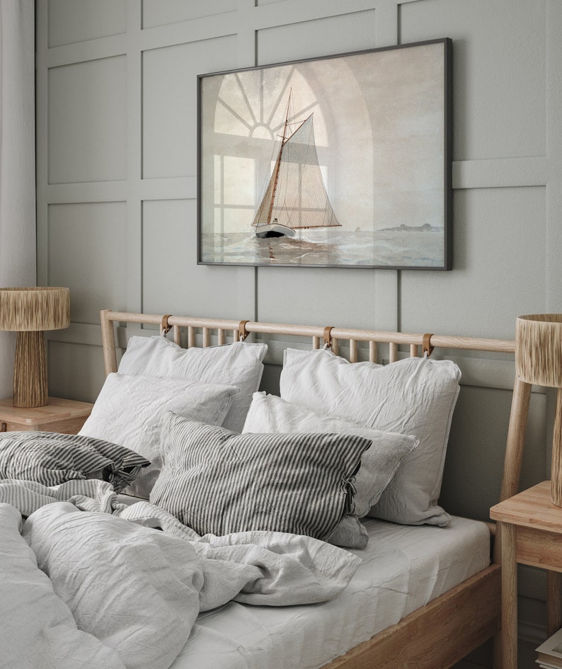 PRINTABLE Watercolor Art Print Sailboat Coastal Wall Art for Bedroom ...