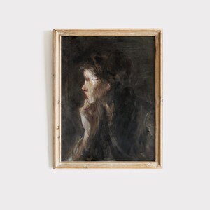 Dark and Moody Wall Art Printable Vintage Painting Noir Abstract Womans