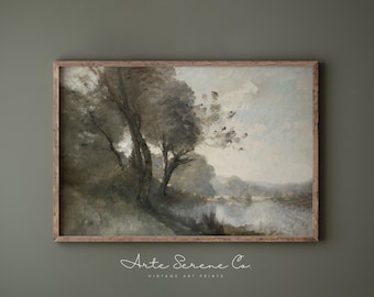 Neutral Art, Abstract Landscape Art Print Printable Vintage Oil Painting, Neutral Decor Digital Art Print, Art for Neutral Bedroom