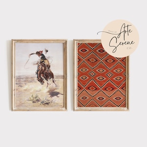 VINTAGE Southwestern Gallery Wall Printable Art Set of 2 Western Cowboy DIGITAL PRINTS Rustic Country Printable Wall Art