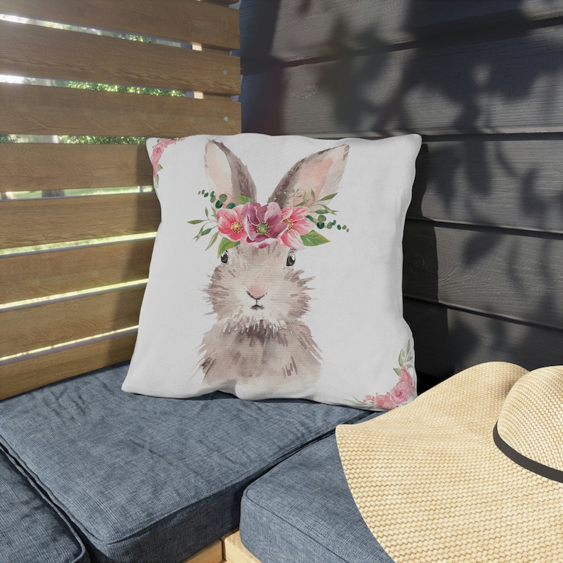 Adorable Bunny Outdoor Pillows Spring Bunny Pillow Easter Pillow Indoor