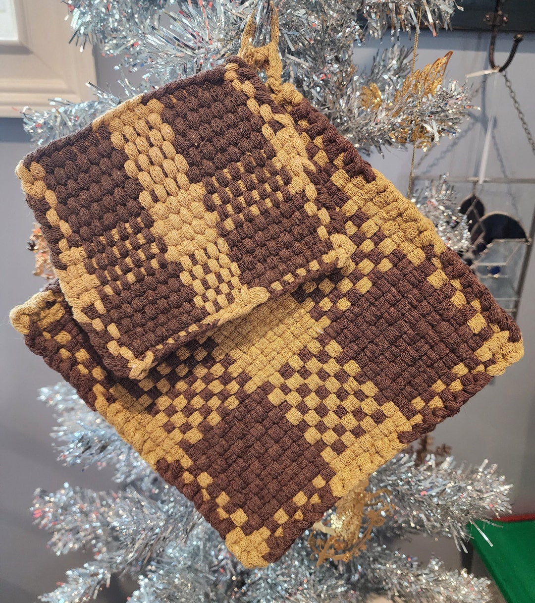 Handmade Cotton Loop Potholders One 8X8 and One 5 1/2 X 5 1/2 Etsy