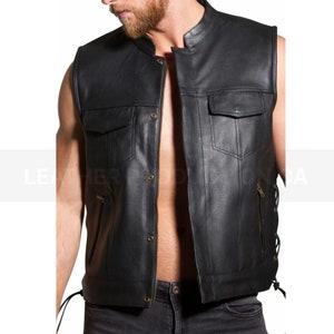 Leather Vest, Vintage Black Leather Vest, Leather Vest For Bikers, Motorcycle Biker Vest, Customized Original Leather Vest/Waistcoat