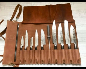 Leather knife Roll,Knife Bag Roll,Chef Knife Roll,Leather Knife Case,Chef Knife Bag,Custom Knife Roll,Leather Organizer For Knives.